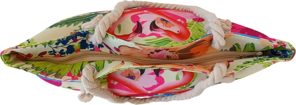 Sac de plage épaulière corde souple (Plumes roses et bleus) (copie)