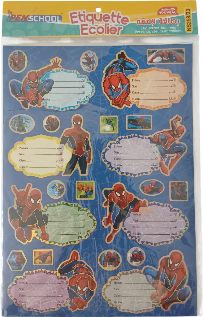 Planche de 8 étiquettes scolaire NS259/23 PENSCHOOL