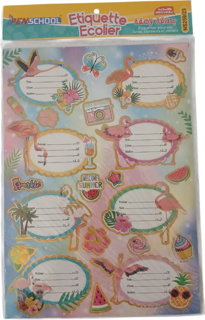 Planche de 8 étiquettes scolaire NS259/23 PENSCHOOL
