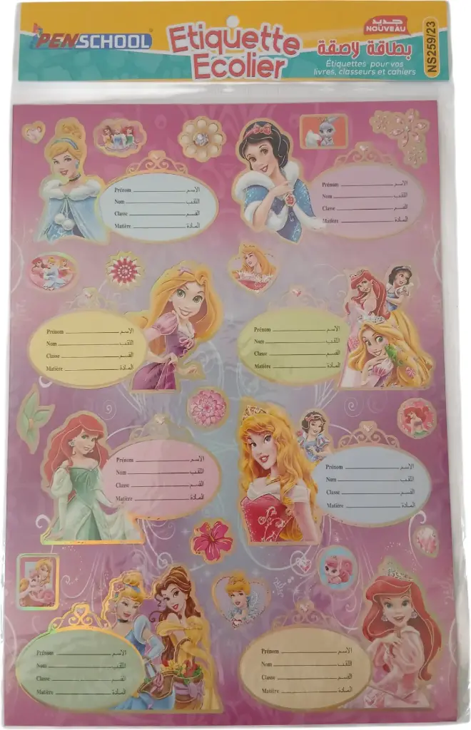 Planche de 8 étiquettes scolaire NS259/23 PENSCHOOL