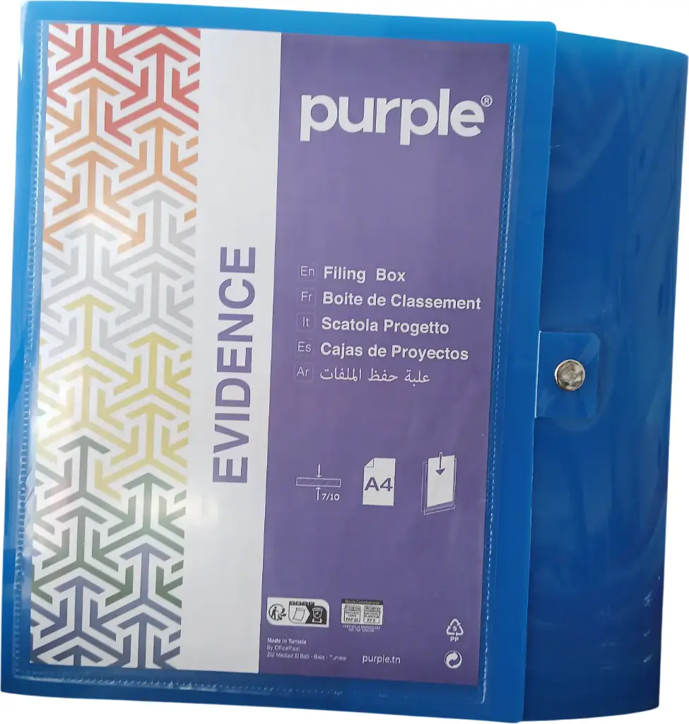 [1300112C3 BLEU] Boite de classement 8 cm personnalisable EVIDENCE OFFICEPLAST-PURPLE (Bleu)
