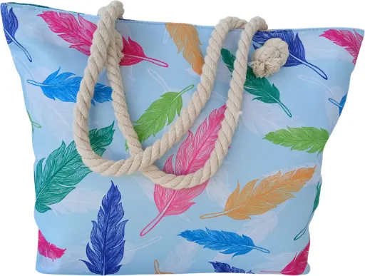Sac de plage épaulière corde souple (Plume éparpillé)