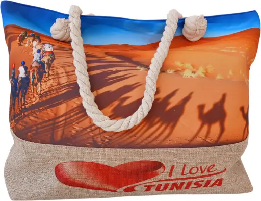 Sac de plage épaulière corde souple (I love Tunisia : Balade au Sahara)