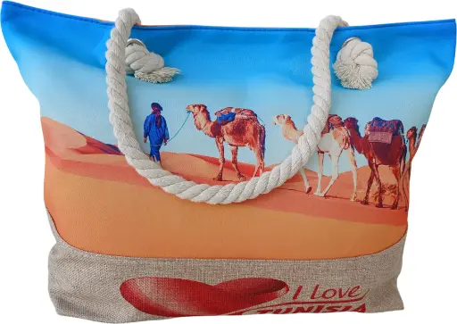 Sac de plage épaulière corde souple (I love Tunisia : Sahara Touareg)